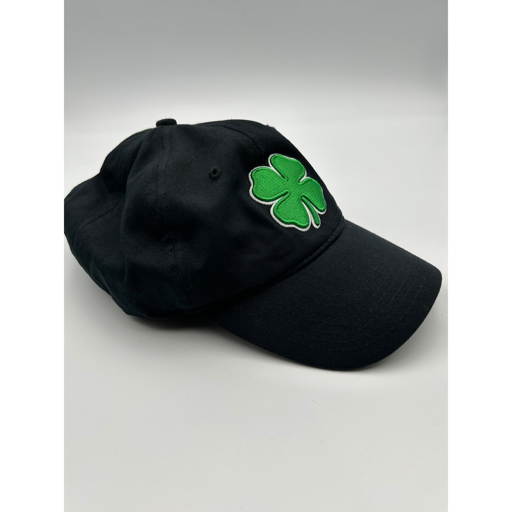 Wild Clover Mens Black Cotton Baseball Hat Green Four Leaf Clover Adjustable Cap